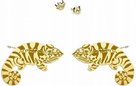 Mejk Jewellery Kolczyki Złote Kameleon Sztyfty 925 Prezent Urodziny Dziecko Dedykacja
