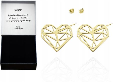 Radziszewska Kolczyki Złote Serce Ażurowe 925 Sztyfty Biżuteria Dzień Kobiet Życzenia