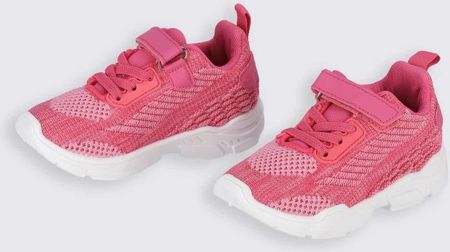Sneakersy na rzepy różowe buty sportowe z białą podeszwą