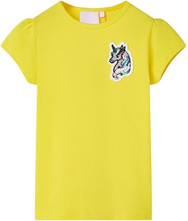 Koszulka dziecięca z krótkimi rękawami, jaskrawożółta, 104