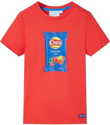 Koszulka dziecięca z krótkimi rękawami, czerwona, 128