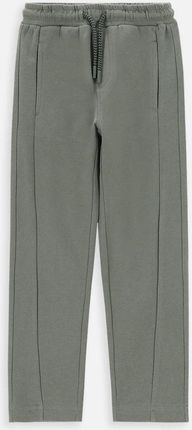 Spodnie dresowe khaki z przeszyciami i wiązaniem w pasie o fasonie SLIM