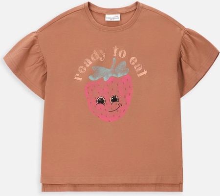 T-shirt z krótkim rękawem różowy z nadrukiem truskawki
