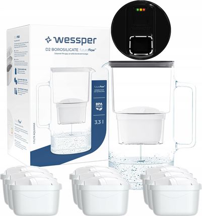 Dzbanek filtrujący Wessper Futureflow Aquamax 3,3l 10X Filtr Wkład WES201FFBK9FL01