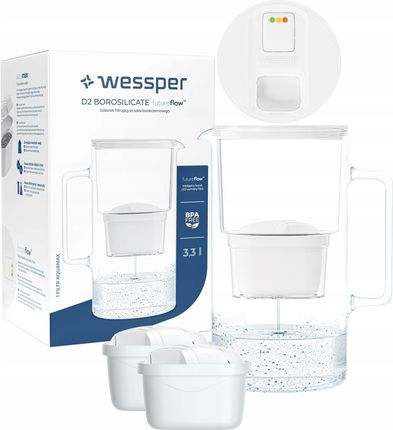 Dzbanek filtrujący Wessper Futureflow Aquamax 3,3l 3X Filtr Wkład WES201FFWH2FL01