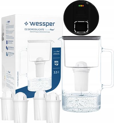 Dzbanek filtrujący Wessper Futureflow Aquaclassic 3,3l 5X Filtr Wkład WES202FFBK4FL02