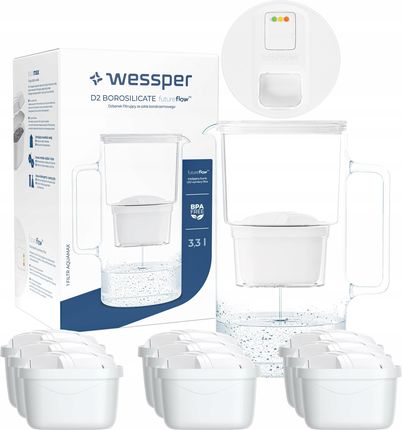 Dzbanek filtrujący Wessper Futureflow Aquamax 3,3l 10X Filtr Wkład WES201FFWH9FL01