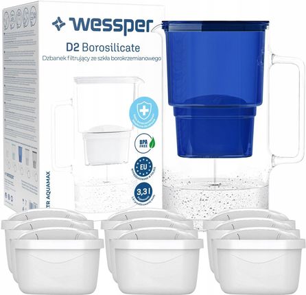 Wessper D2 Borosilicate 3,3l 9X Filtr Wkład Aquafloow WES201NB+9XAF01