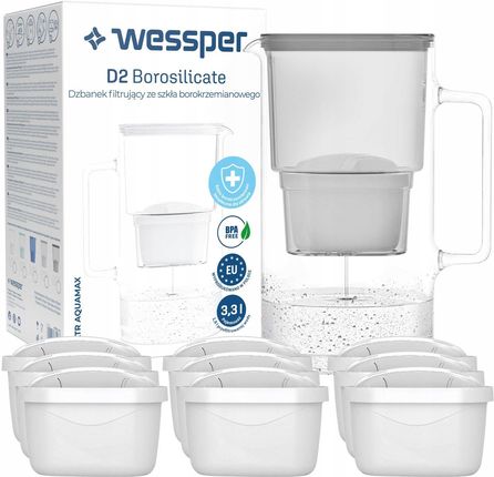 Wessper D2 Borosilicate 3,3l 9X Filtr Wkład Aquafloow WES201GR+9XAF01
