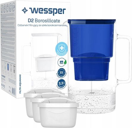 Wessper D2 Borosilicate 3,3l 3X Filtr Wkład Aquafloow WES201NB+3XAF01