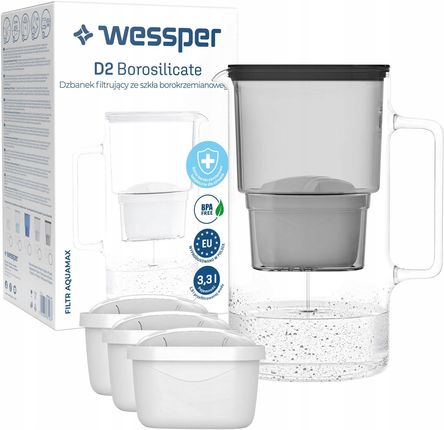 Dzbanek filtrujący Wessper Aquamax 3,3l 4X Filtr Do Wody WES201BK+3XAF01