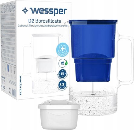 Dzbanek filtrujący Wessper D2 Borosilicate 3,3l 1X Filtr Wkład Aquafloow WES201NB+1XAF01