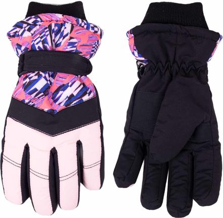 Dziewczęce rękawiczki narciarskie pięciopalczaste czarne