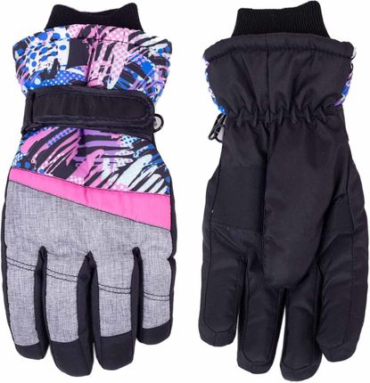 Dziewczęce rękawiczki narciarskie pięciopalczaste szare