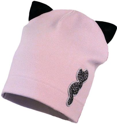Jamiks WAIMEA czapka prążkowana dla dziewczynki kotek pudrowy róż rozmiar: 54-56