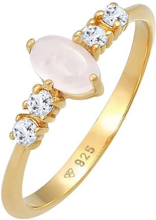 Elli Premium Damski Pierścionek Zaręczynowy Oval Engagement Elegant Sparkling Z Różowym Kwarcem I Topaz W Srebrze 925 Sterling Silver Pierścionki