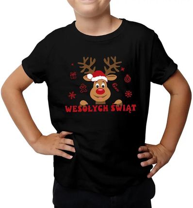 Wesołych Świąt - Renifer - dziecięca koszulka z nadrukiem