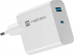 Ładowarka do telefonu Ładowarka sieciowa Natec Ribera GaN 1x USB-A + 1x USB TYP-C 65W - biała (NUC-2144) - zdjęcie 1