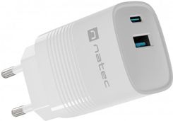 Ładowarka do telefonu Ładowarka sieciowa Natec Ribera GaN 1x USB-A + 1x USB TYP-C 30W - biała (NUC-2140) - zdjęcie 1