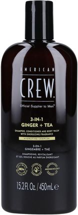 AMERICAN CREW 3-IN-1 GINGER&TEA Szampon, odżywka i żel pod prysznic w jednym o zapachu imbiru i herbaty 450ml