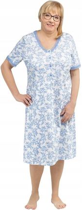 Koszula damska 3XL krótki rękaw długa bawełna dla babci mamy niebieska