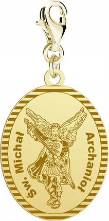 Charms Złoty Święty Michał Archanioł Prezent Biżuteria 925 Komunia ŻYCZENIA GRATIS