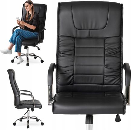 Mebel Elite Krzesło Biurowe Obrotowe Fotel Biurowy Obrotowy Do Biurka Czarny Otto