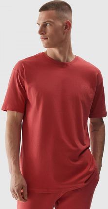 Męski t-shirt oversize z bawełny organicznej 4F 4FWSS24TTSHM1286 - koralowy