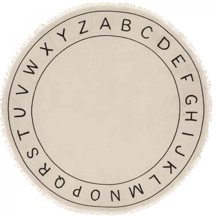 Okrągły Kremowy Dywan Alfabet 120 Cm