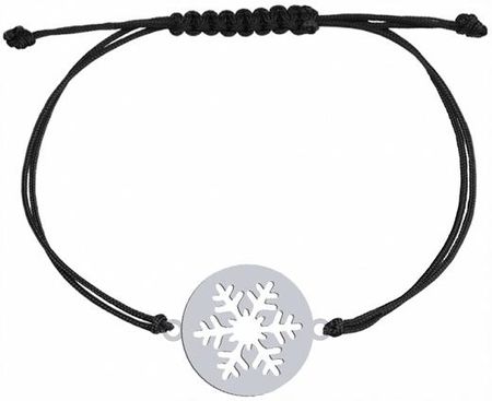 Bransoletka Świąteczna Śnieżynka srebro 925 na sznurku ŻYCZENIA GRATIS
