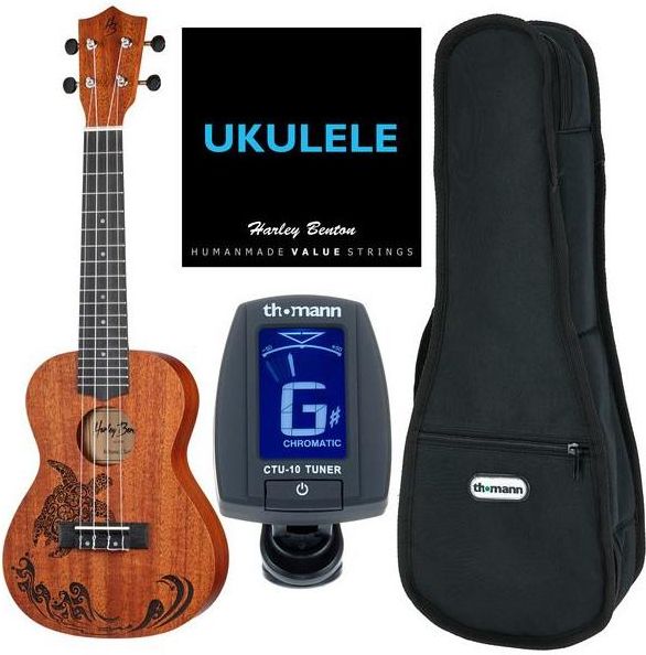 Harley Benton KahunaC Turtle Bundle ukulele koncertowe , zestaw