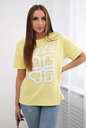 Bluzka koszulka bawełniana Love Heart żółta