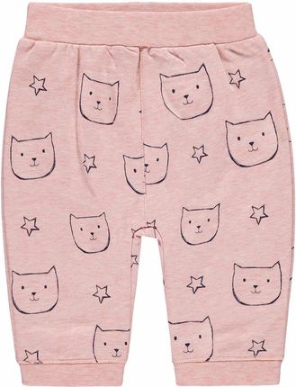 Spodnie dziewczęce dresowe, różowe z nadrukiem w kotki, Bellybutton