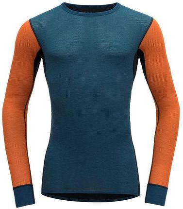 Koszulka Męska Devold Wool Mesh Man Shirt Xl Niebieski/Pomarańczowy