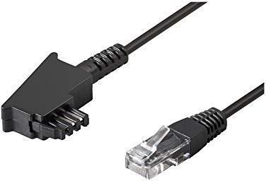 Wentronic TEL TAE-F 600 Cavo Telefonico Piatto - Connettori TAE-F E RJ11 6/4 - Lunghezza 6 Metri - Nero