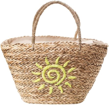Mega duża letnia torba pleciona koszyk z podszewką słońce