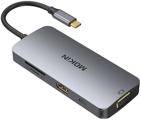 Mokin Adapter USB 8w1 USB-C do 3x 3.0 + HDMI VGA SD Card Reader Micro (srebrny) (MOUC0503)