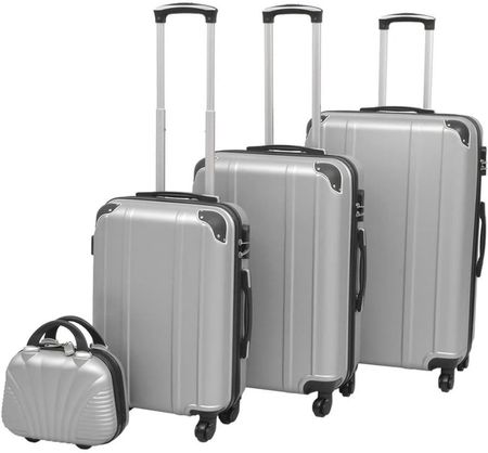 VidaXL Zestaw walizek na kółkach w kolorze srebrnym, 4 szt.