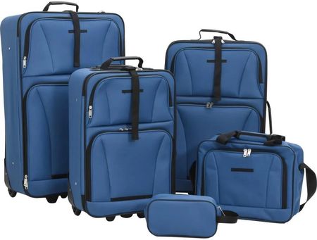 Zestaw walizek podróżnych, 5 elementów, niebieski, tkanina