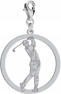 Srebrny Charms z Golfistą Golf 925 DEDYKACJA GRATIS