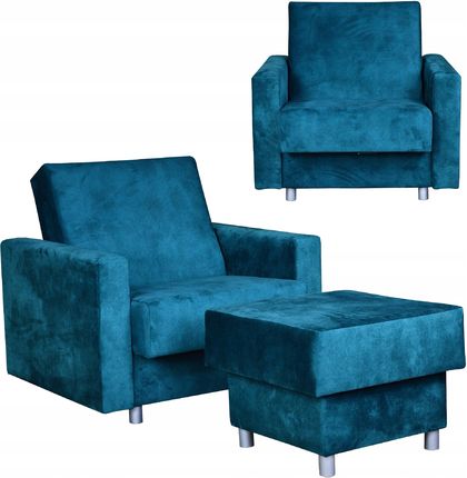 Family Meble Fotel Rozkładany Z Podnóżkiem Alicja Odcienie Niebieskiego (AURA11_12762619328)