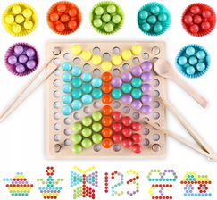 Zdjęcie Woopie Kolorowe Kulki Drewniana Układanka Montessori Mozaika Sorter - Koziegłowy