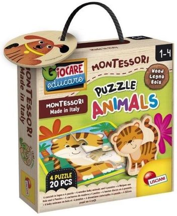 Lisciani Montessori Puzzle Drewniane Ze Zwierzętami