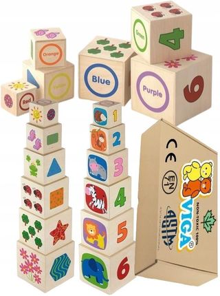 Viga Układanka Drewniana Piramida Dla Niemowląt Sorter Zabawki Edukacyjne