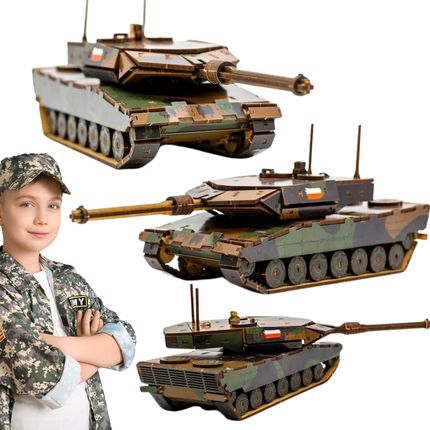 Puzzleok Czołg Pojazd Wojskowy Puzzle Drewniane Model 3D Wojsko Układanka
