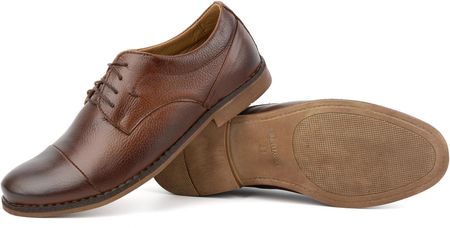 Buty męskie skórzane krótkie sznurowane 7155DT brązowe
