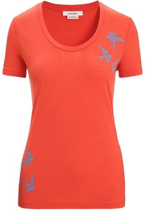 Koszulka damska Icebreaker Women Tech Lite II SS Scoop Tee Swarming Shapes Wielkość: S / Kolor: pomarańczowy