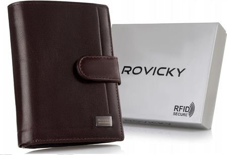 Skórzany portfel na karty z eleganckimi przeszyciami - Rovicky