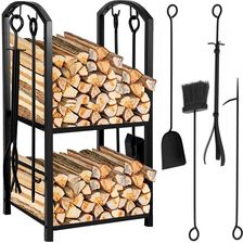 Zdjęcie Verk Group Stojak Na Drewno Kominkowe Opałowe Akcesoria Przybory Pogrzebacz Zmiotka 27138 - Radoszyce