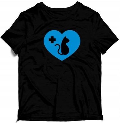 Koszulka JHK r. M czarna serce kot wakacje dla chłopaka dziewczyn śmieszne